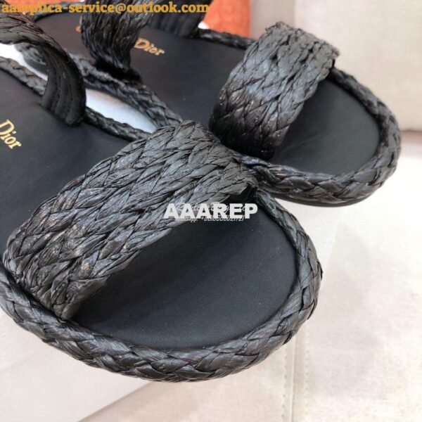 Replica Dior Ocean Slide Black Braided Raffia KCQ515 6