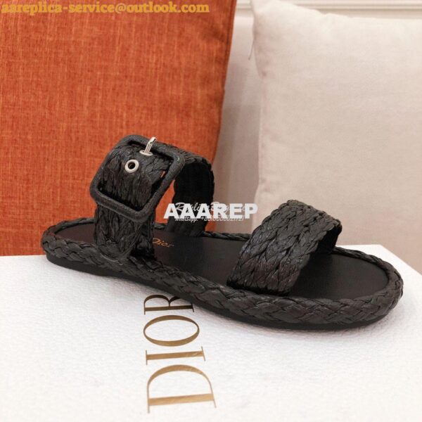 Replica Dior Ocean Slide Black Braided Raffia KCQ515 9