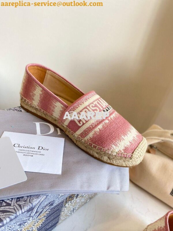 Replica Dior Granville Espadrille Dark Nude D-Stripes Embroidered Cott 6