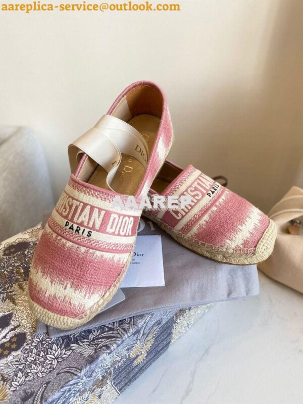 Replica Dior Granville Espadrille Dark Nude D-Stripes Embroidered Cott 7