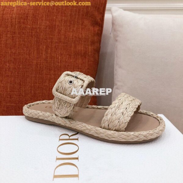 Replica Dior Ocean Slide Jute-Colored Braided Raffia KCQ515 6