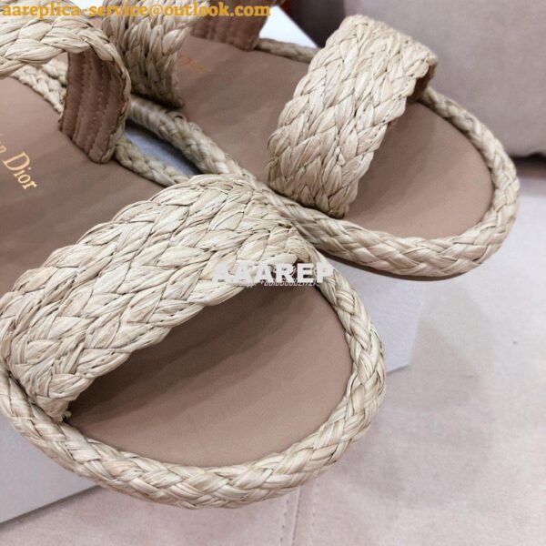 Replica Dior Ocean Slide Jute-Colored Braided Raffia KCQ515 7