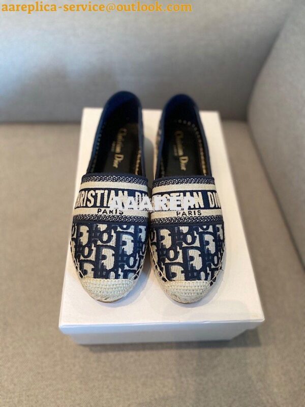 Replica Dior Granville Espadrille DarkBlue Oblique Embroidered 3