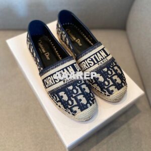 Replica Dior Granville Espadrille DarkBlue Oblique Embroidered 2