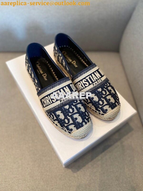 Replica Dior Granville Espadrille DarkBlue Oblique Embroidered 4