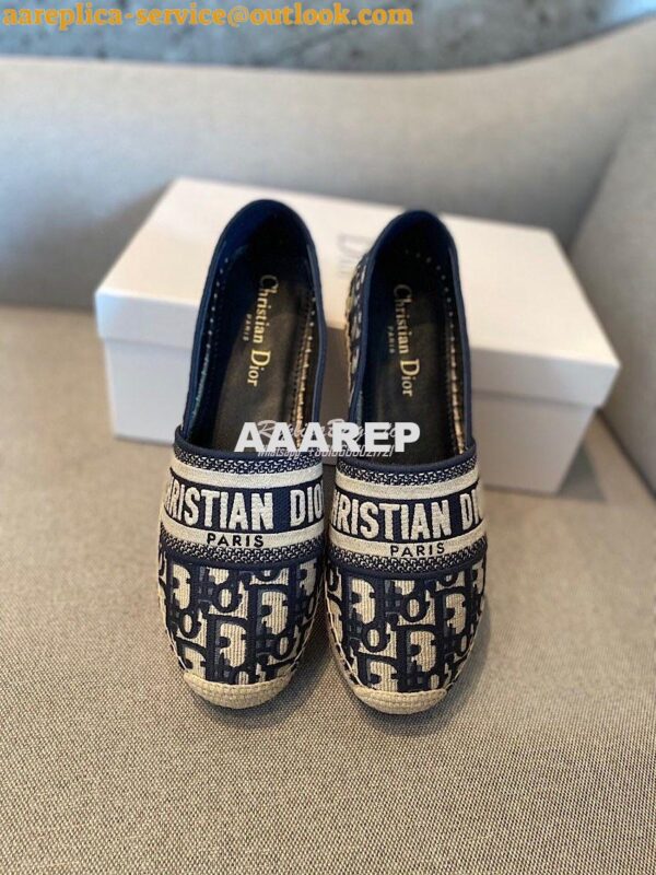 Replica Dior Granville Espadrille DarkBlue Oblique Embroidered 5