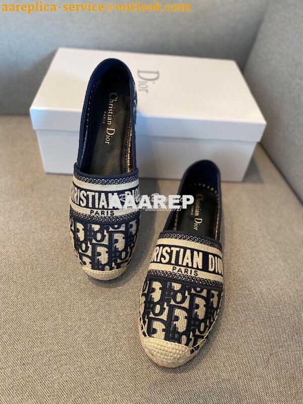 Replica Dior Granville Espadrille DarkBlue Oblique Embroidered 6