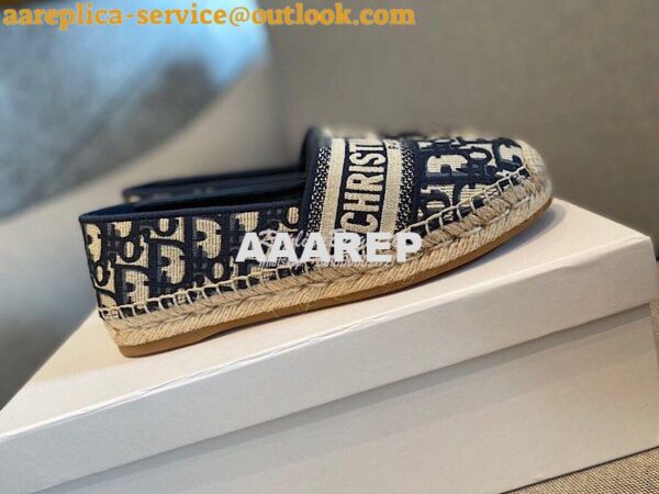 Replica Dior Granville Espadrille DarkBlue Oblique Embroidered 7