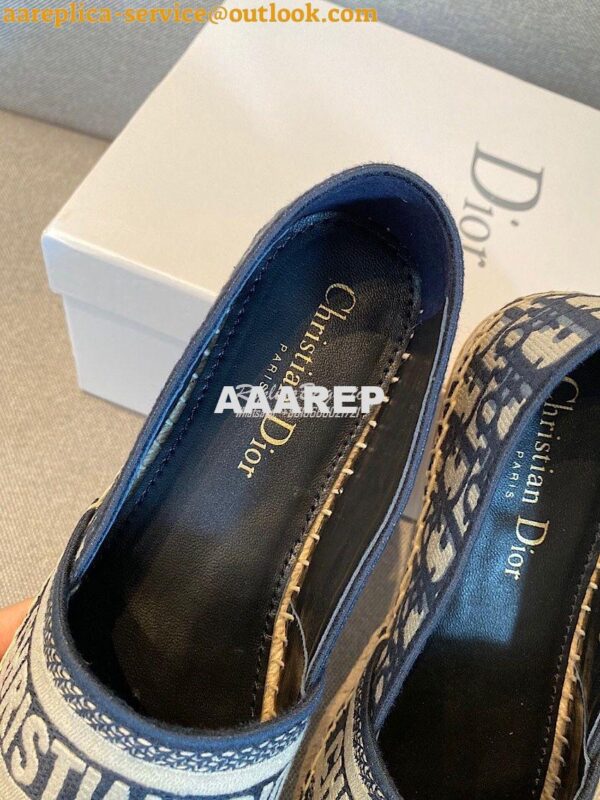 Replica Dior Granville Espadrille DarkBlue Oblique Embroidered 11