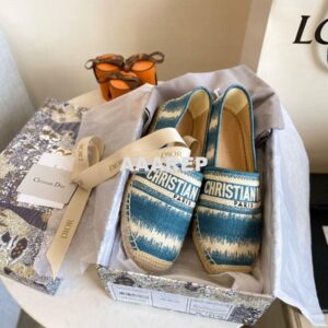 Replica Dior Granville Espadrille Deep Ocean Blue D-Stripes Embroidere 2