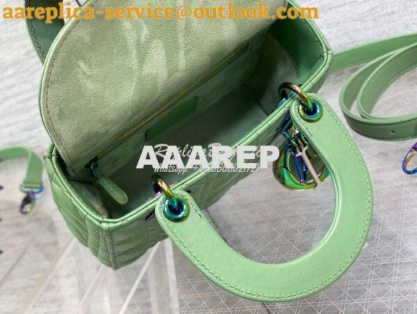 Replica Dior Small Lady Dior Bright Green Cannage Lambskin Bag with Ir 11