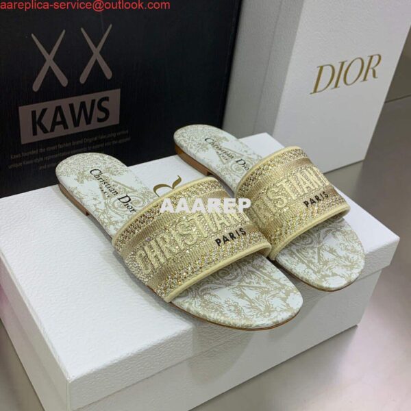 Replica Dior Women's Shoes Diamond Embroidered Dway Slide KCQ209TJE Gold 4