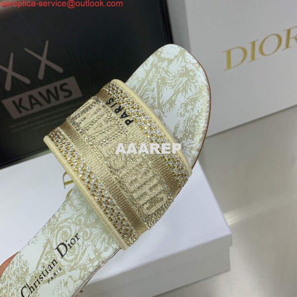 Replica Dior Women's Shoes Diamond Embroidered Dway Slide KCQ209TJE Gold 8