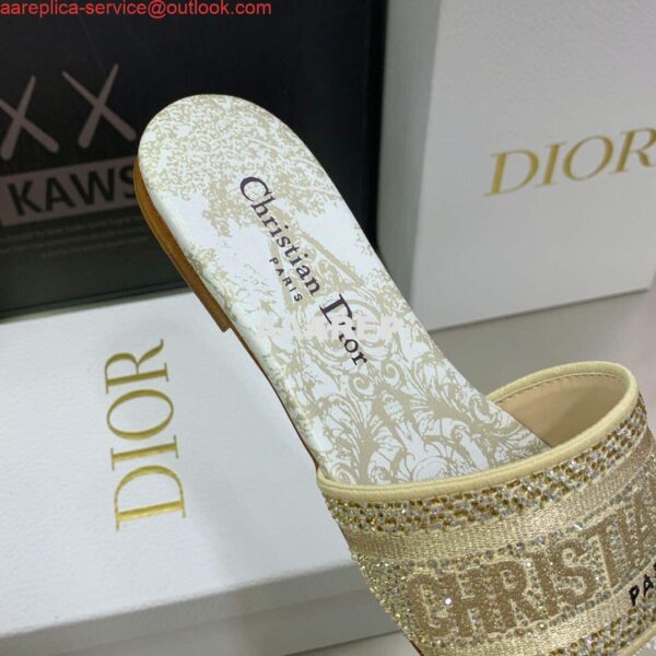 Replica Dior Women's Shoes Diamond Embroidered Dway Slide KCQ209TJE Gold 9