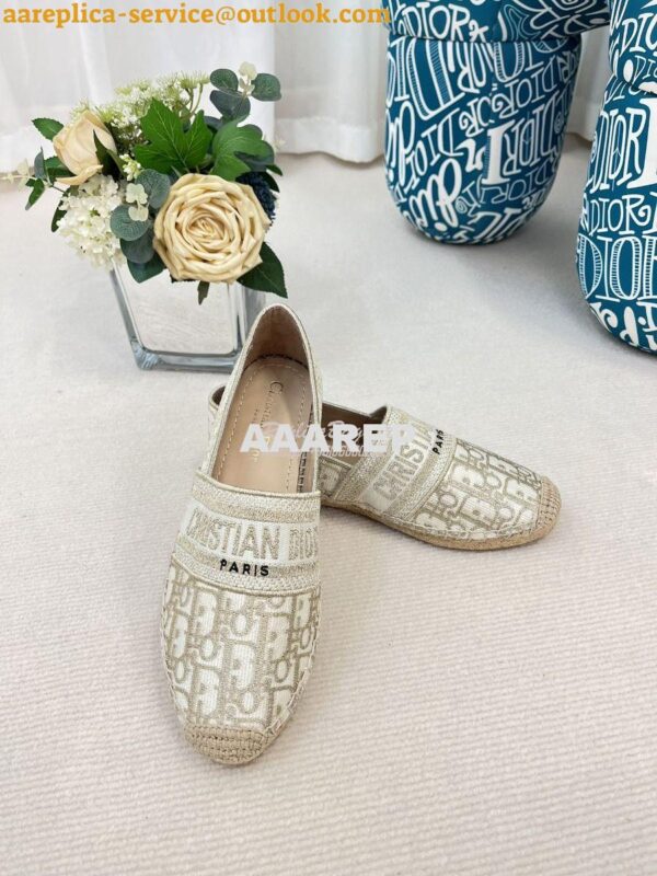 Replica Dior Granville Espadrille Gold Oblique Embroidered 3