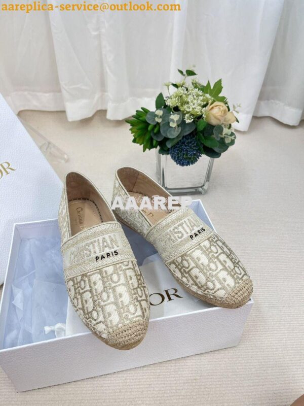 Replica Dior Granville Espadrille Gold Oblique Embroidered 5