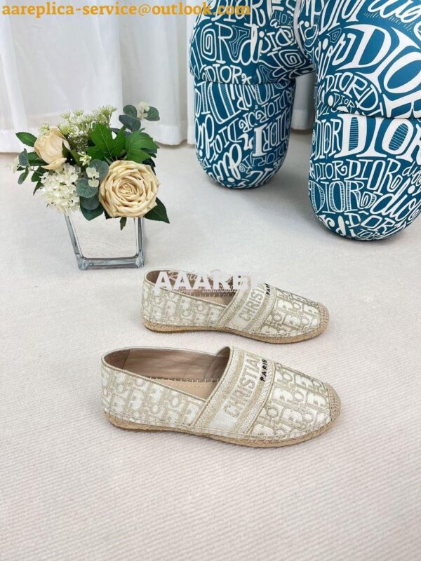 Replica Dior Granville Espadrille Gold Oblique Embroidered 8