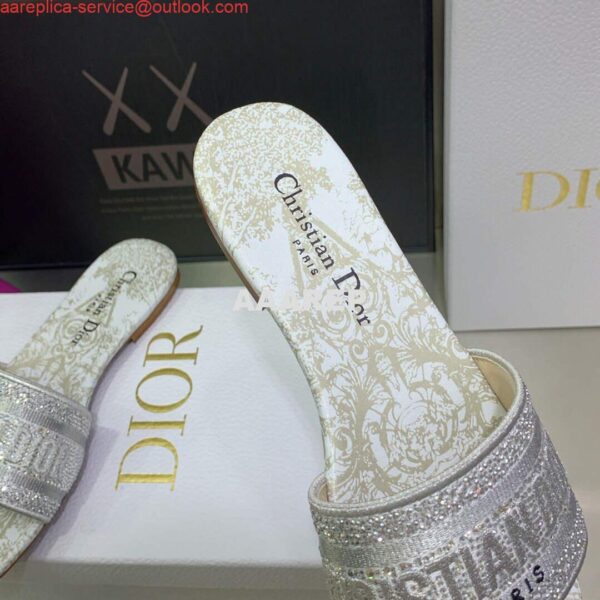 Replica Dior Women's Shoes Diamond Embroidered Dway Slide KCQ209TJE Gray 9