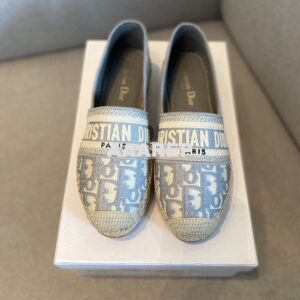 Replica Dior Granville Espadrille Gray Oblique Embroidered