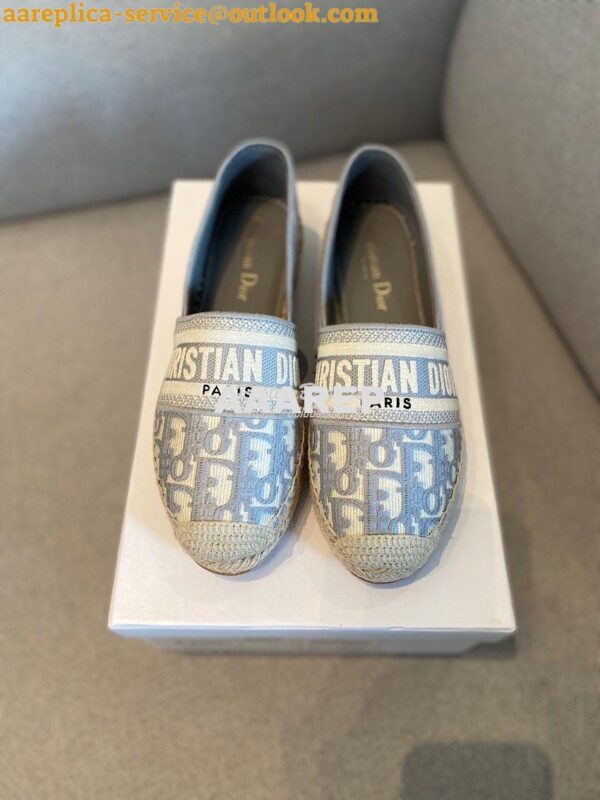 Replica Dior Granville Espadrille Gray Oblique Embroidered 3