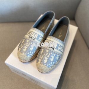 Replica Dior Granville Espadrille Gray Oblique Embroidered 2