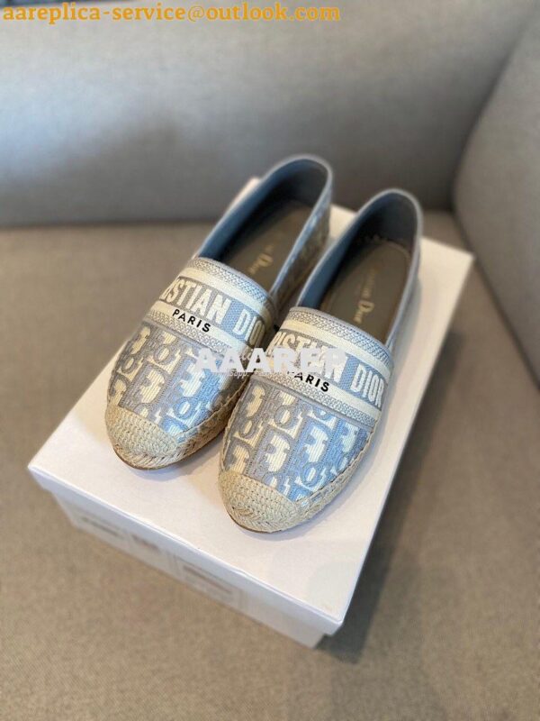 Replica Dior Granville Espadrille Gray Oblique Embroidered 4