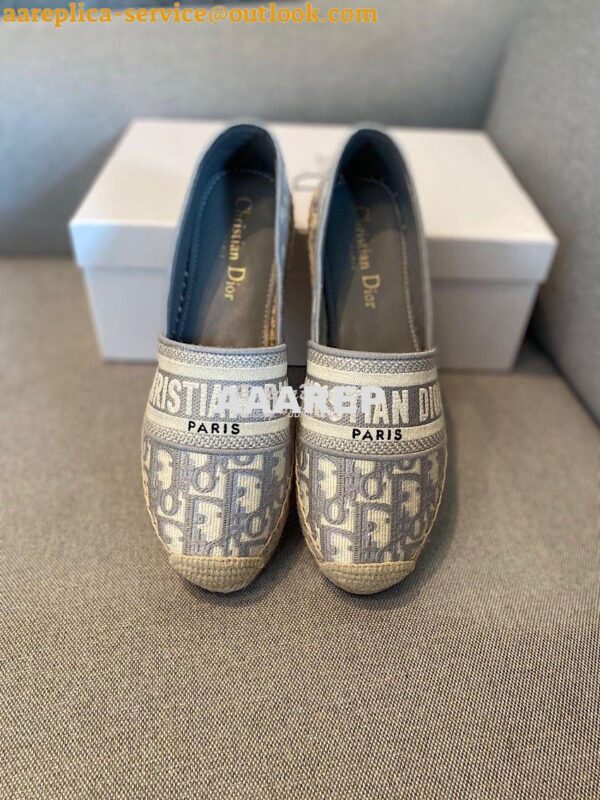 Replica Dior Granville Espadrille Gray Oblique Embroidered 5