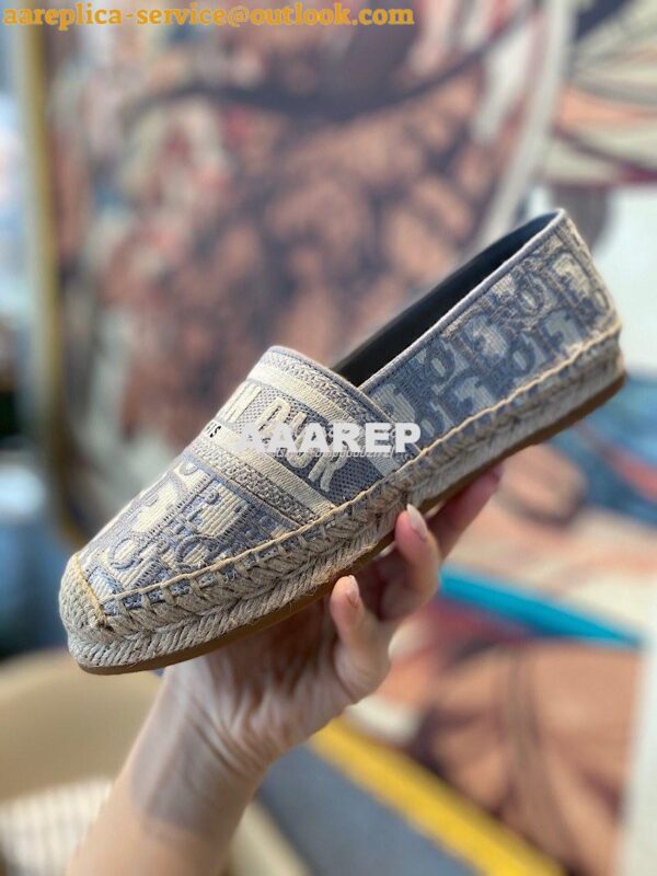 Replica Dior Granville Espadrille Gray Oblique Embroidered 9