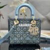 Replica Dior Small Lady Dior Latte Calfskin Embroidered with Resin Pea