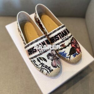 Replica Dior Granville Espadrille Multicolor Rosa Embroidered 2