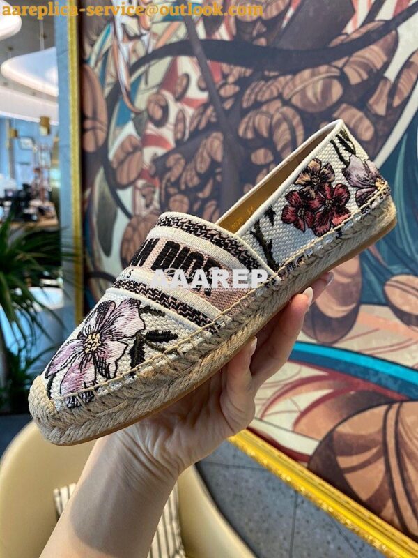 Replica Dior Granville Espadrille Multicolor Rosa Embroidered 10