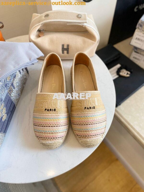 Replica Dior Granville Espadrille Multicolour D-Stripes Embroidered Co 3