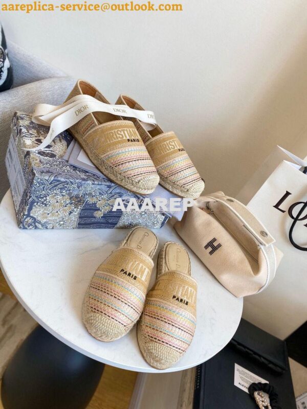 Replica Dior Granville Espadrille Multicolour D-Stripes Embroidered Co 4