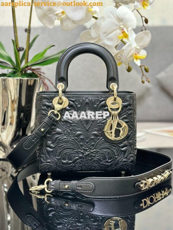 Replica Dior Small Lady Dior My ABCdior Bag Black Quilted-Effect Lambs 3