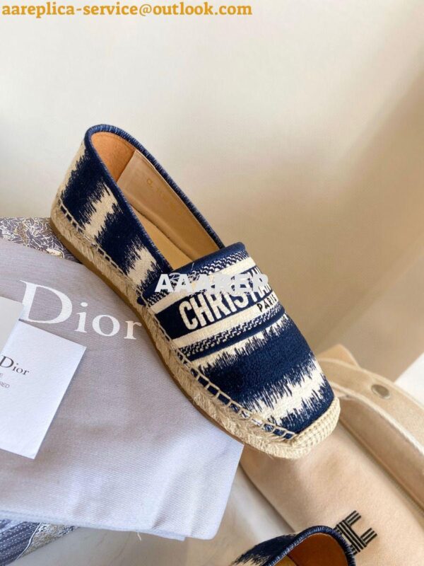 Replica Dior Granville Espadrille Navy D-Stripes Embroidered Cotton KD 7