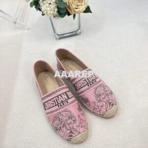 Replica Dior Granville Espadrille Rose Toile de Jouy Embroidered