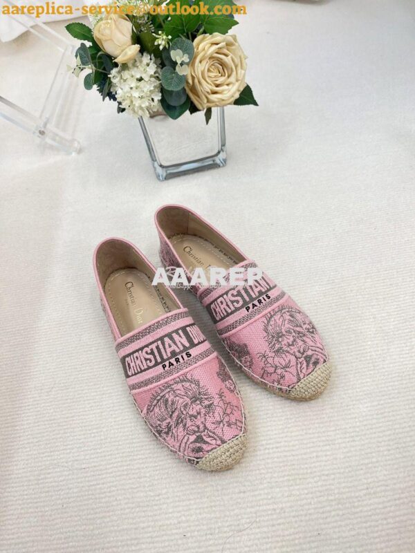 Replica Dior Granville Espadrille Rose Toile de Jouy Embroidered 3