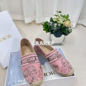 Replica Dior Granville Espadrille Rose Toile de Jouy Embroidered 2