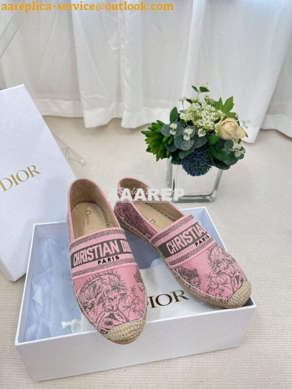 Replica Dior Granville Espadrille Rose Toile de Jouy Embroidered 4