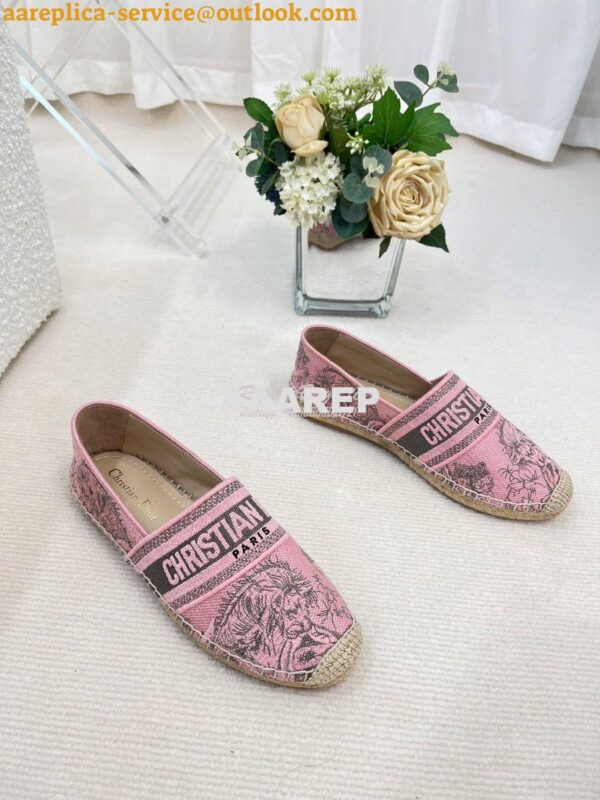 Replica Dior Granville Espadrille Rose Toile de Jouy Embroidered 5