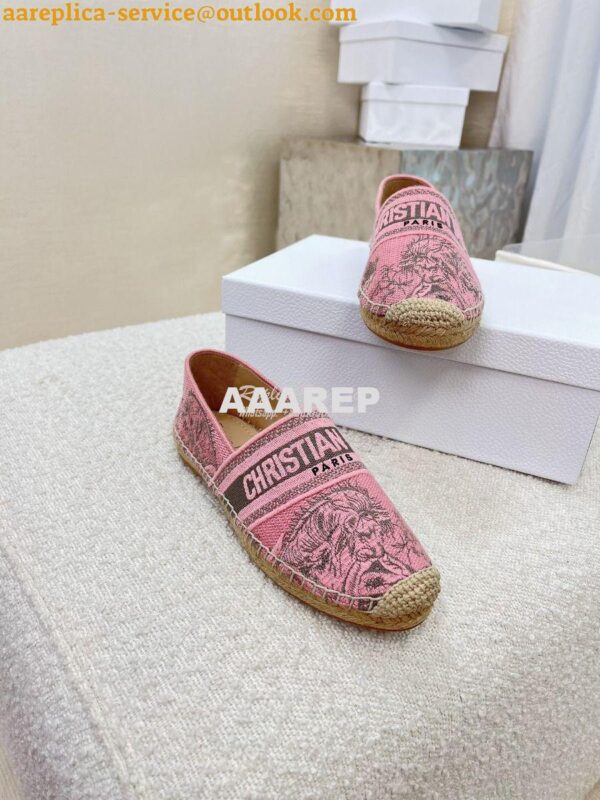 Replica Dior Granville Espadrille Rose Toile de Jouy Embroidered 8