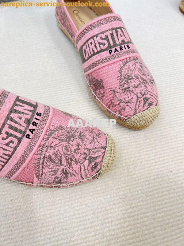 Replica Dior Granville Espadrille Rose Toile de Jouy Embroidered 9