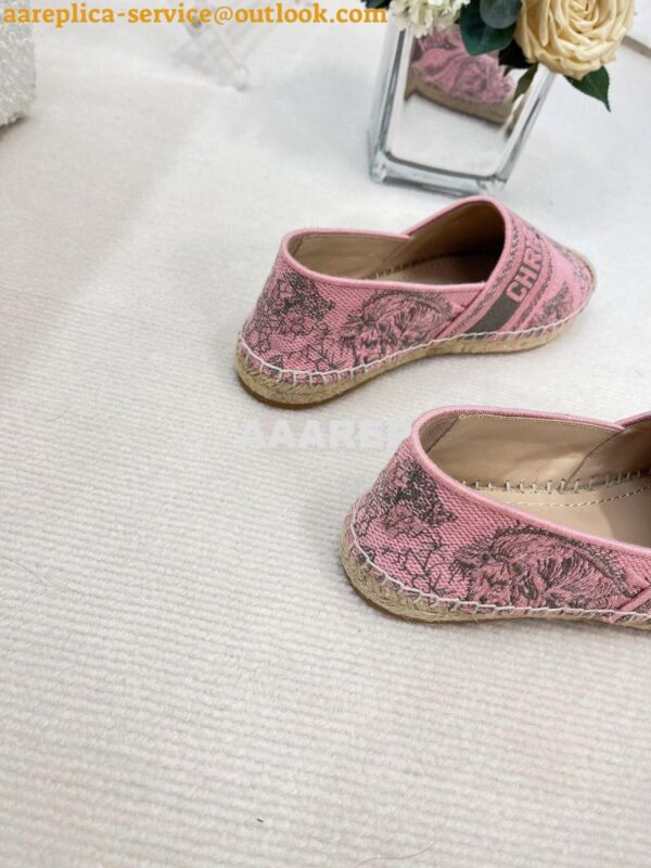 Replica Dior Granville Espadrille Rose Toile de Jouy Embroidered 10