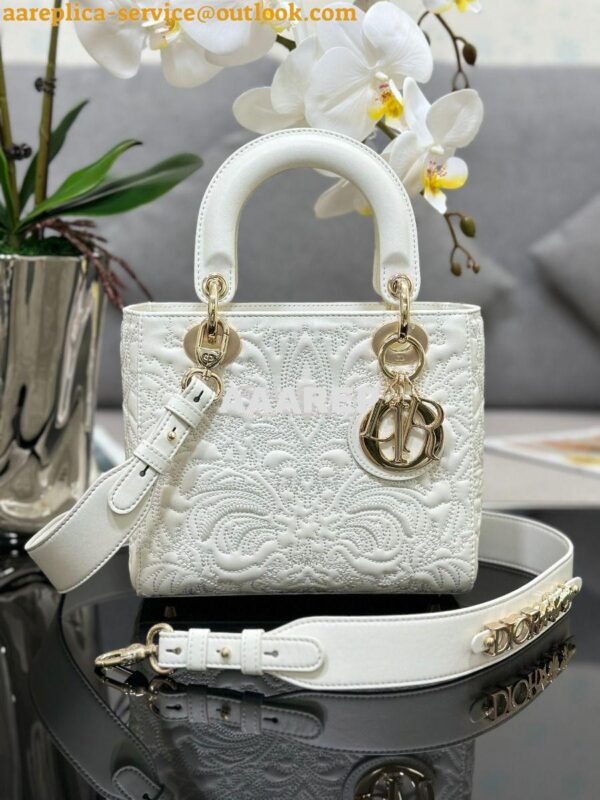 Replica Dior Small Lady Dior My ABCdior Bag Latte Quilted-Effect Lambs 4