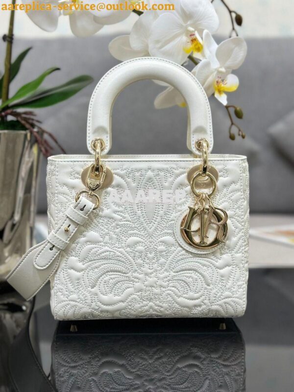 Replica Dior Small Lady Dior My ABCdior Bag Latte Quilted-Effect Lambs 5