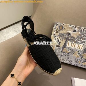 Replica Dior Granville Espadrille With Laces in Black Embroidered KDB5 2