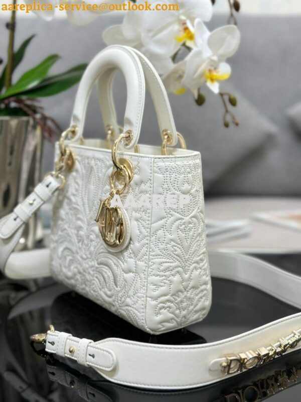 Replica Dior Small Lady Dior My ABCdior Bag Latte Quilted-Effect Lambs 7