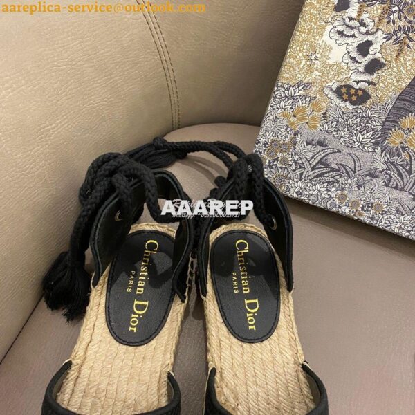 Replica Dior Granville Espadrille With Laces in Black Embroidered KDB5 7