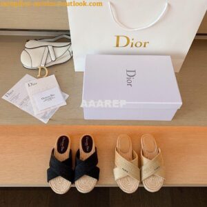 Replica Dior Granville Mule Black Embroidered Cotton KCQ392