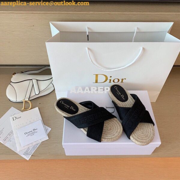 Replica Dior Granville Mule Black Embroidered Cotton KCQ392 5